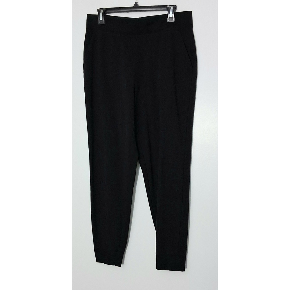 Denim & Co Pants Women's Size M Black EasyWear French Terry Ankle Jogger Pre-own